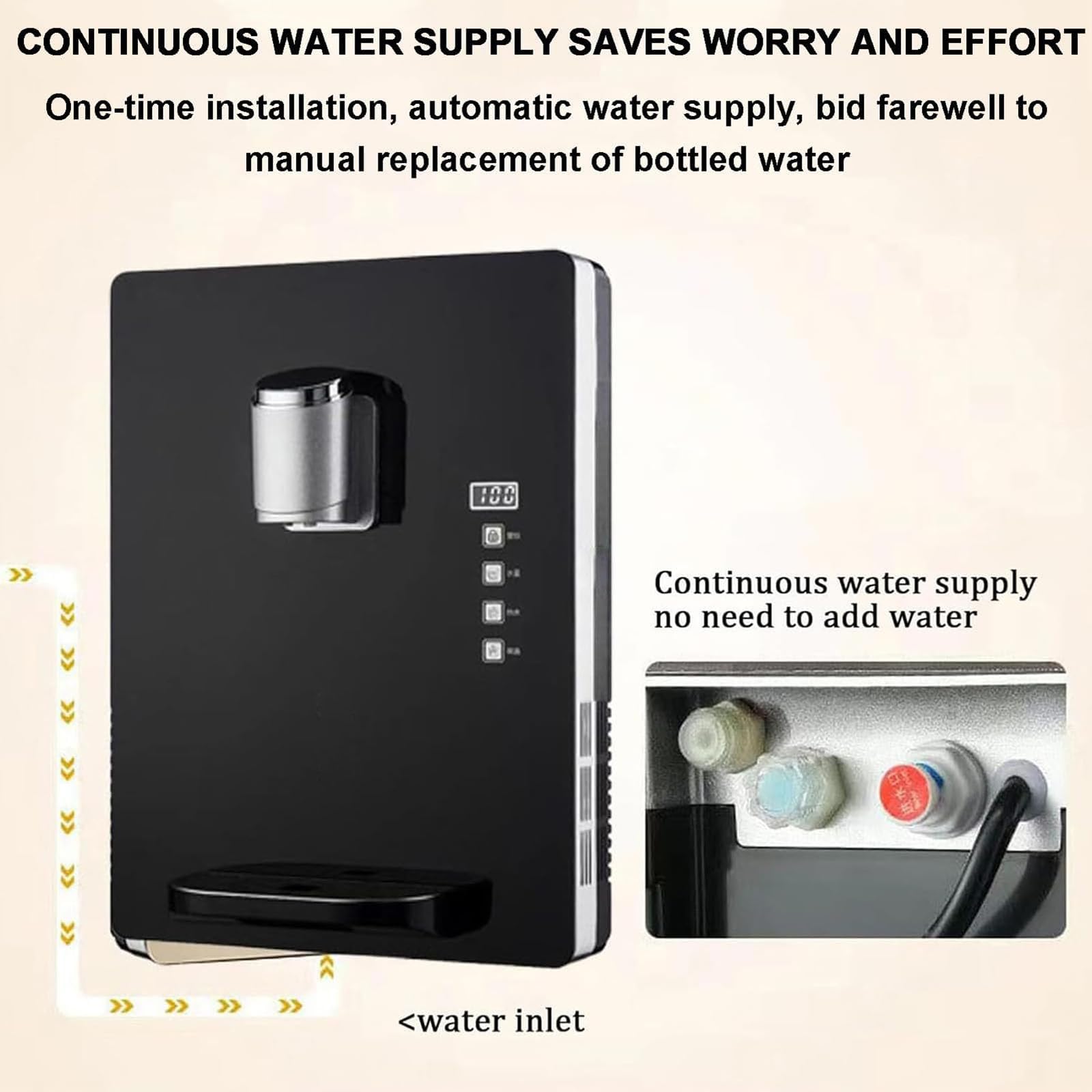2200-W-Heißwasserspender Mit Elektronischer Kindersicherung, 30 L/h Heißwasser, Intelligentem Touchscreen, Wassereinlassdruck 0,1–0,4 MPa, Für Büro, Hotel, Kantinen,White