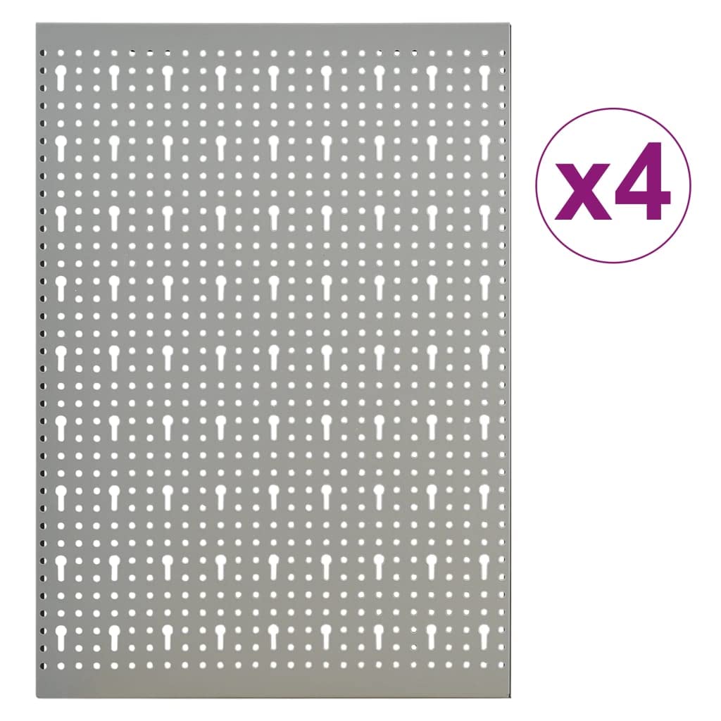 Juego de 4 paredes para herramientas, 160 x 58 cm, acero perforado, para taller, garaje, sistema de organización, soporte para herramientas, metal, color gris