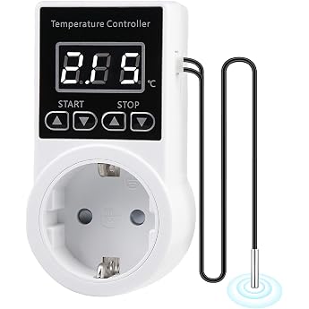 Temperature Controller Temperature Switch - Temperature Controller 230 V with Sensor Waterproof Thermostat Heating Smart Thermostat Socket for Greenhouse Terrarium Aquarium Greenhouse Seed Germination Heating