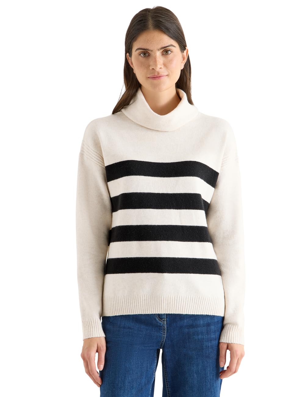 Cecil Damen 3015686 Softer Rollkragenpullover – Light Greige Melange, S