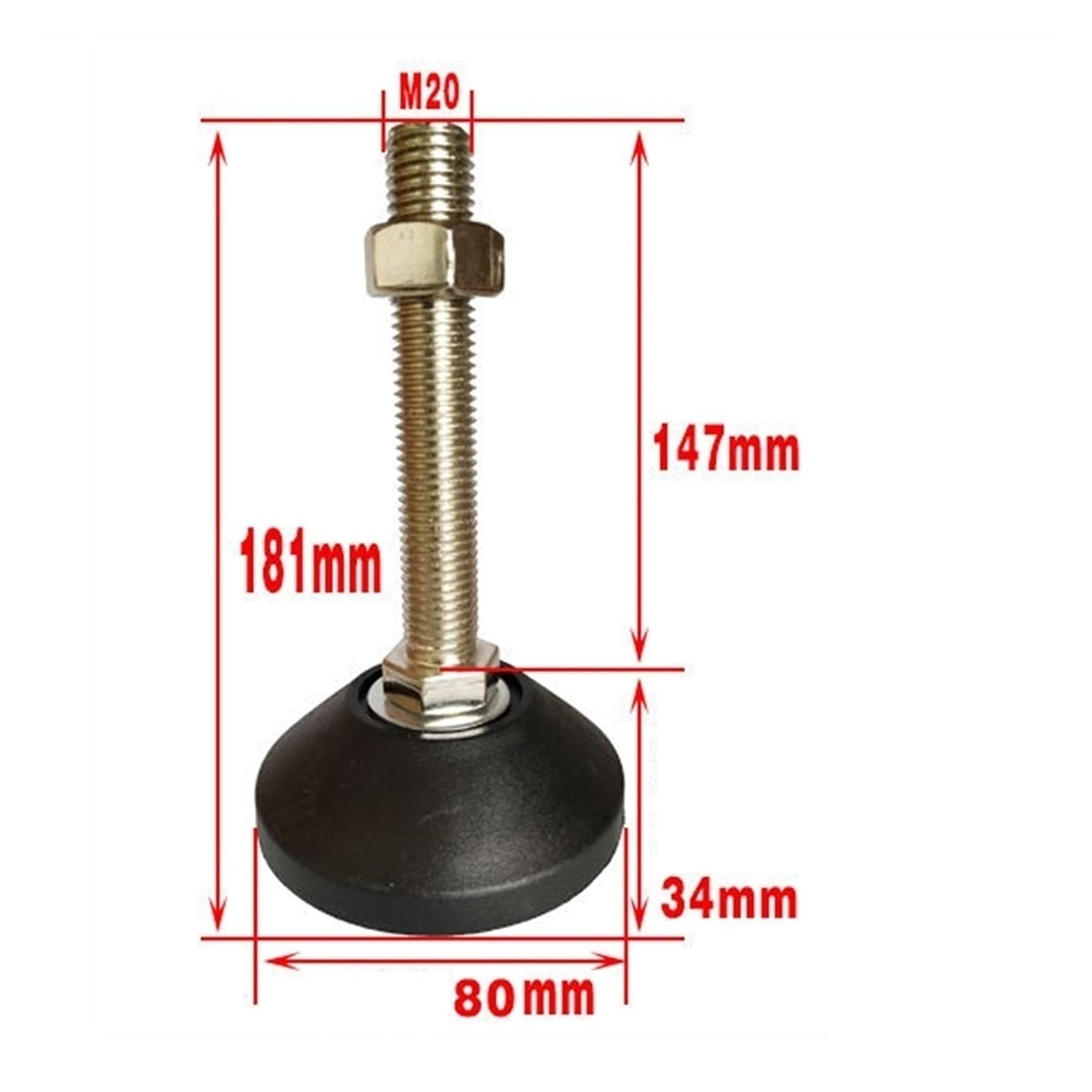 BREAKA Pies niveladores de 4 Piezas, niveladores de Muebles Ajustables, pies niveladores a Base de Goma, pies roscados for Muebles (Size : D80*M20*150MM)