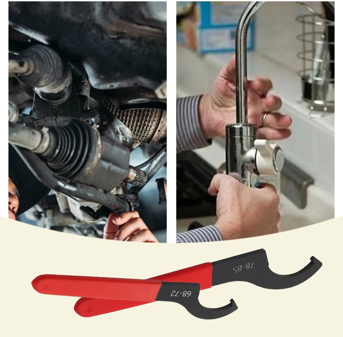 9Pcs C-Shape Carbon Steel Spanner Wrench Set Adjustable Shock Wrench Hook Tool for Most Car and Motorcycle Shock Adjustment (Red)