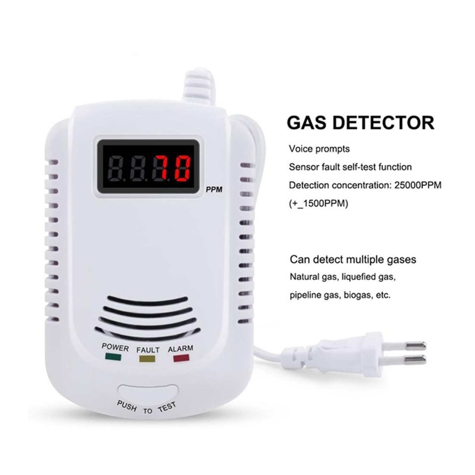 Kit De Alarma De Cocina Con Aviso Por Voz Independiente Con Pantalla LCD Natural Inflamable