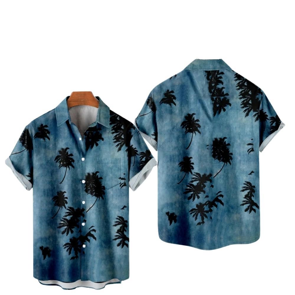 Hawaii Camisa Hawaiian Coconut Tree Patch Camisa de manga corta Cool Summer Top