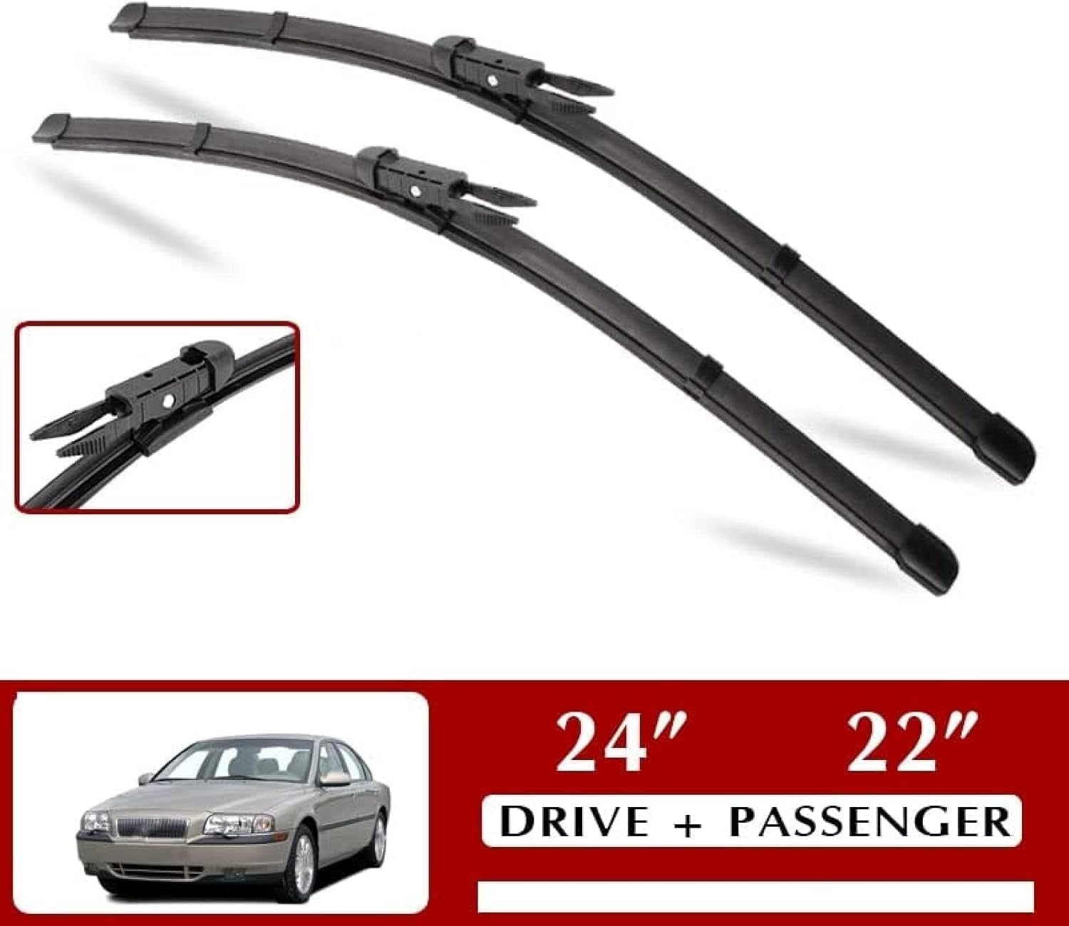 Oryginalny zestaw gumowych wycieraczek do Volvo S80 2004 2005 2006 24 "+22", wycieraczka samochodowa do ładowania