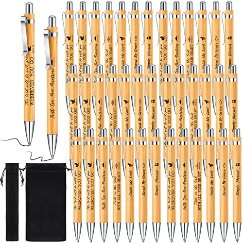 Cadeaux religieux église et pasteur lot de 24 stylos chrétiens en bambou gravés