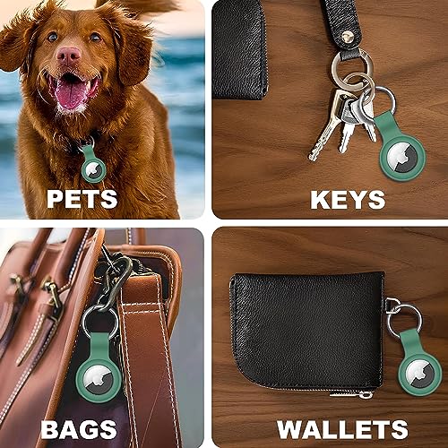 Image of LIRAMARK Airtag Case for Apple Airtags Silicone Case Protective Cover for Airtag Case Locator Tracker Anti-Lost Device Keychain Protection Sleeve (Green)