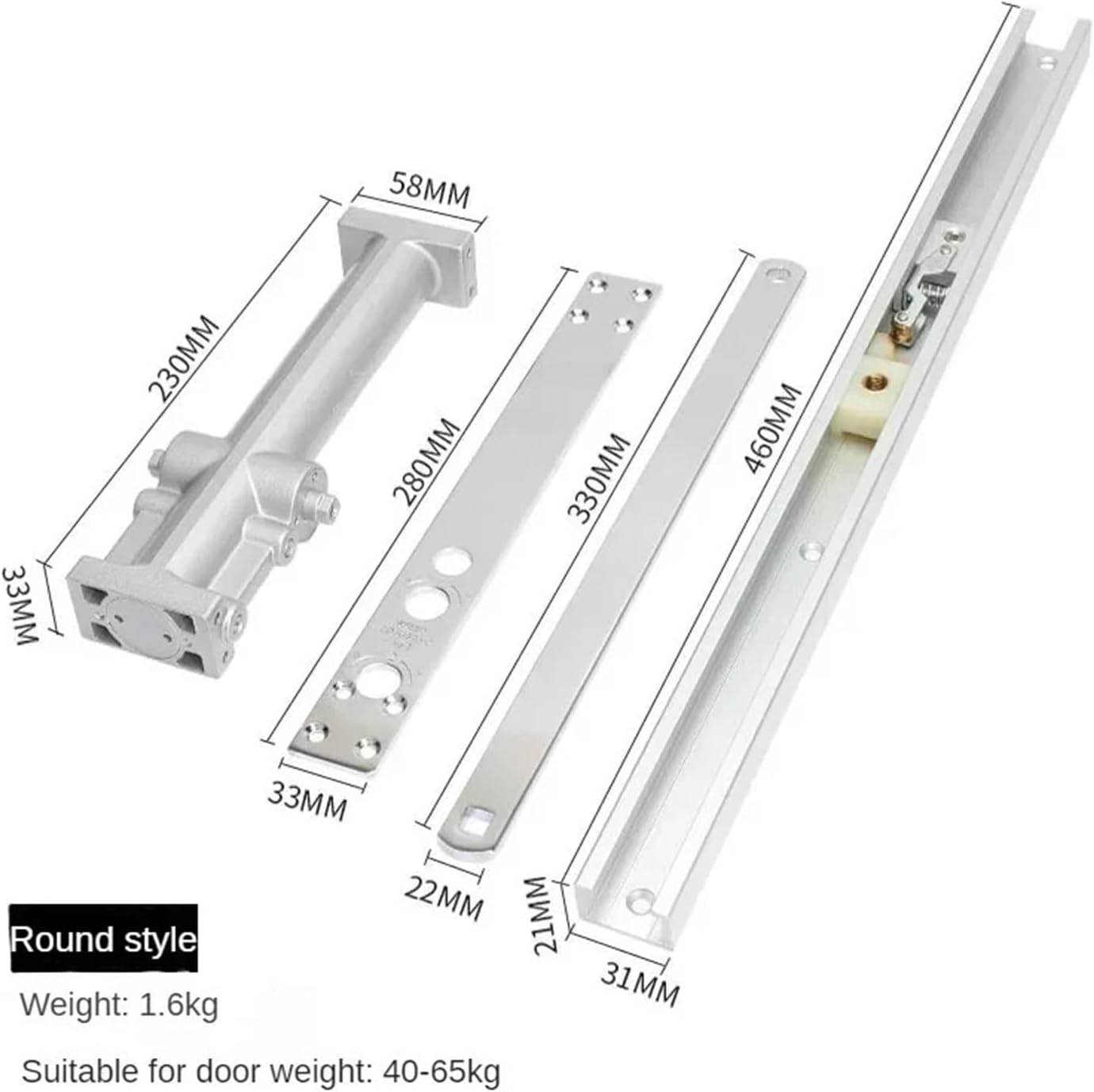 1 Set of Invisible Concealed Automatic Adjustable Door Closer