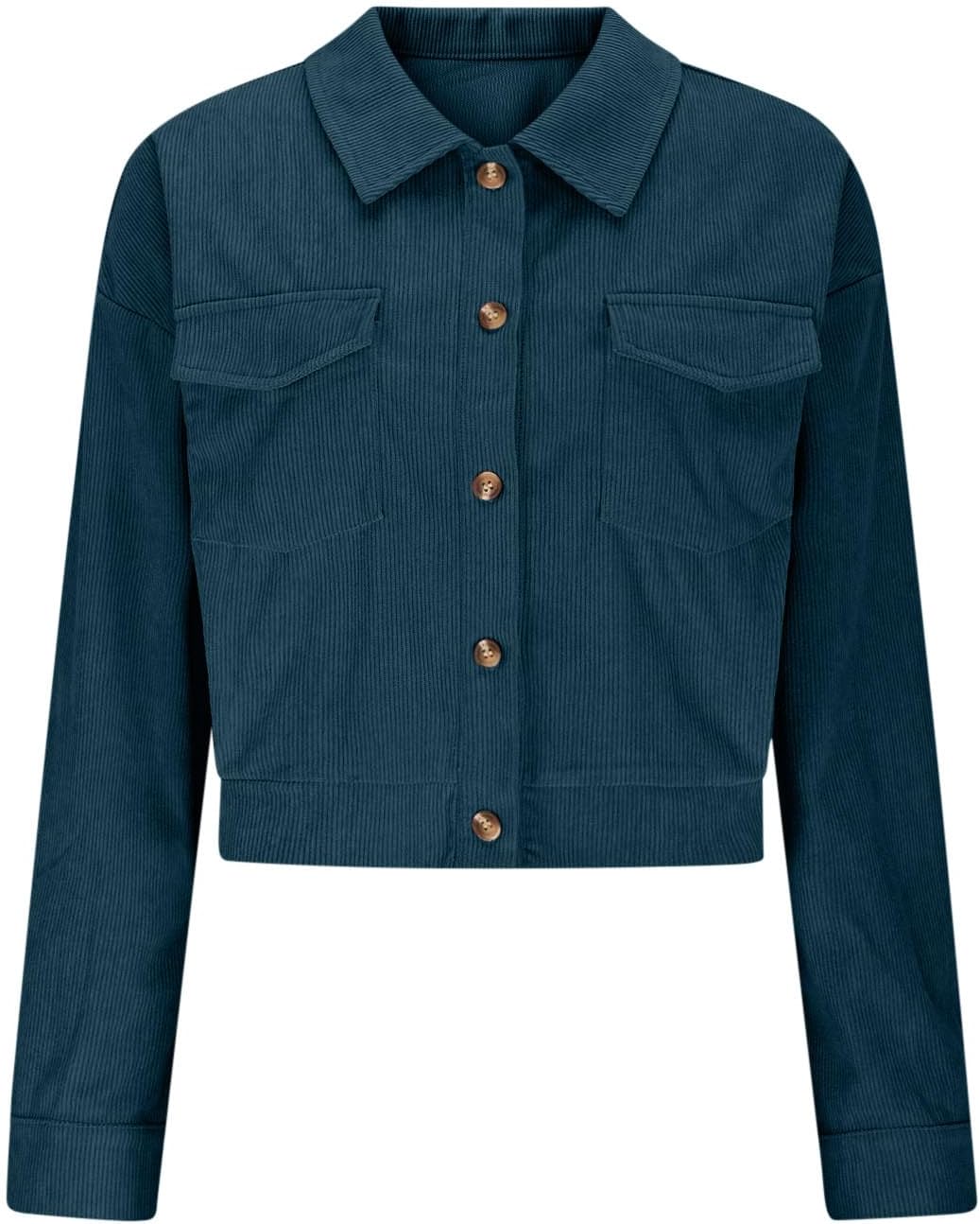 Crop Jackets Women Corduroy Pocket Fashion Shirt Casual Fall Outfits