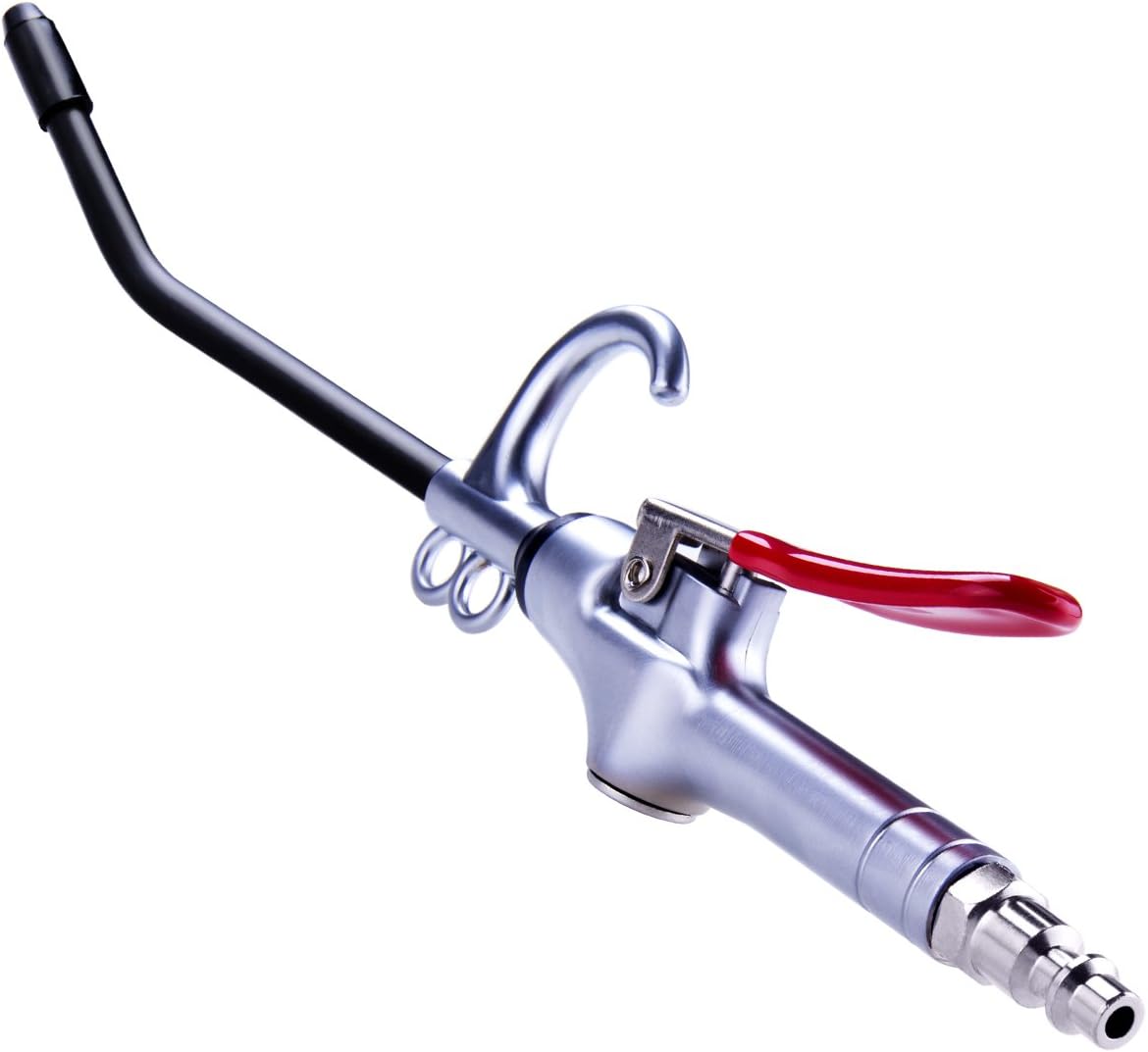 High Volume Air Blow Gun Alluminum Rubber Guard Air Flow Nozzle,Industrial Household Air Blower Gun,Pneumatic Air Compressor Accessories Dust Cleaning Tool