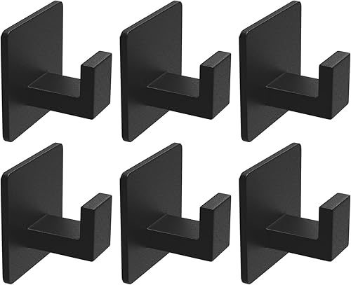 Miniatura 1 de VAEHOLD Ganchos adhesivos para toallas, ganchos de pared de servicio pesado de aluminio negros para colgar abrigo, sombrero, toallas, batas, ropa,