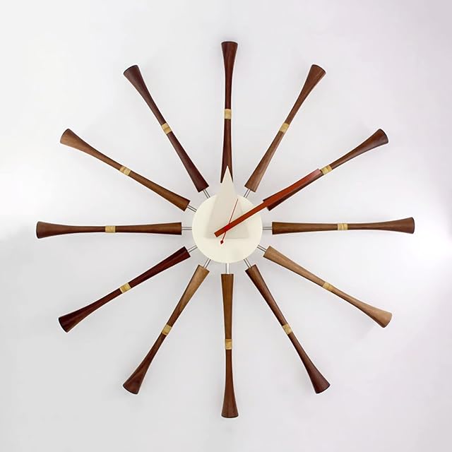 SHISEDECO Modern Spindle Clock, Non Ticking Mid Century Retro Design Decorative Silent Wall Quartz Clock for Home, Living Room, Office and Bedroom etc.(Spindle Clock)