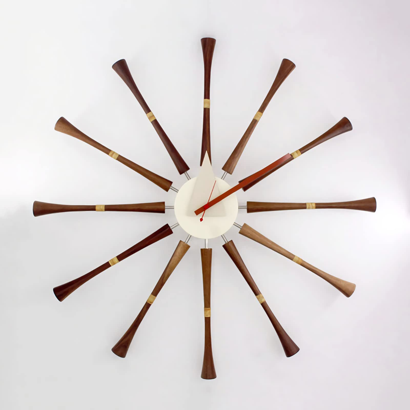 SHISEDECO Modern Spindle Clock, Non Ticking Mid Century Retro Design Decorative Silent Wall Quartz C