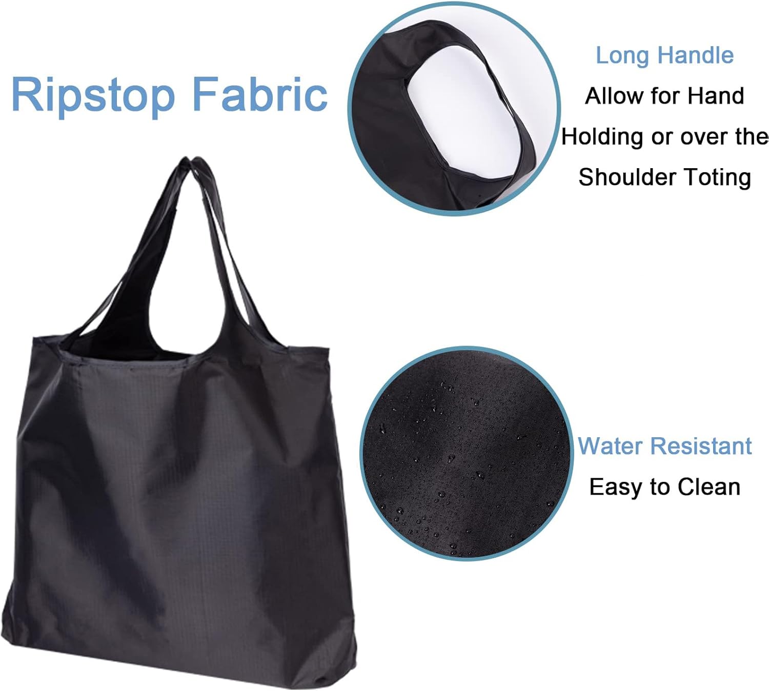 2 Pack Reusable Shopping Bags - Foldable Grocery Shopping Tote Bag for Daily Shopping Groceries Travel Storage, Waterproof Shopping Bags Washable Lightweight Bag for Daily Outdoor Women Men,