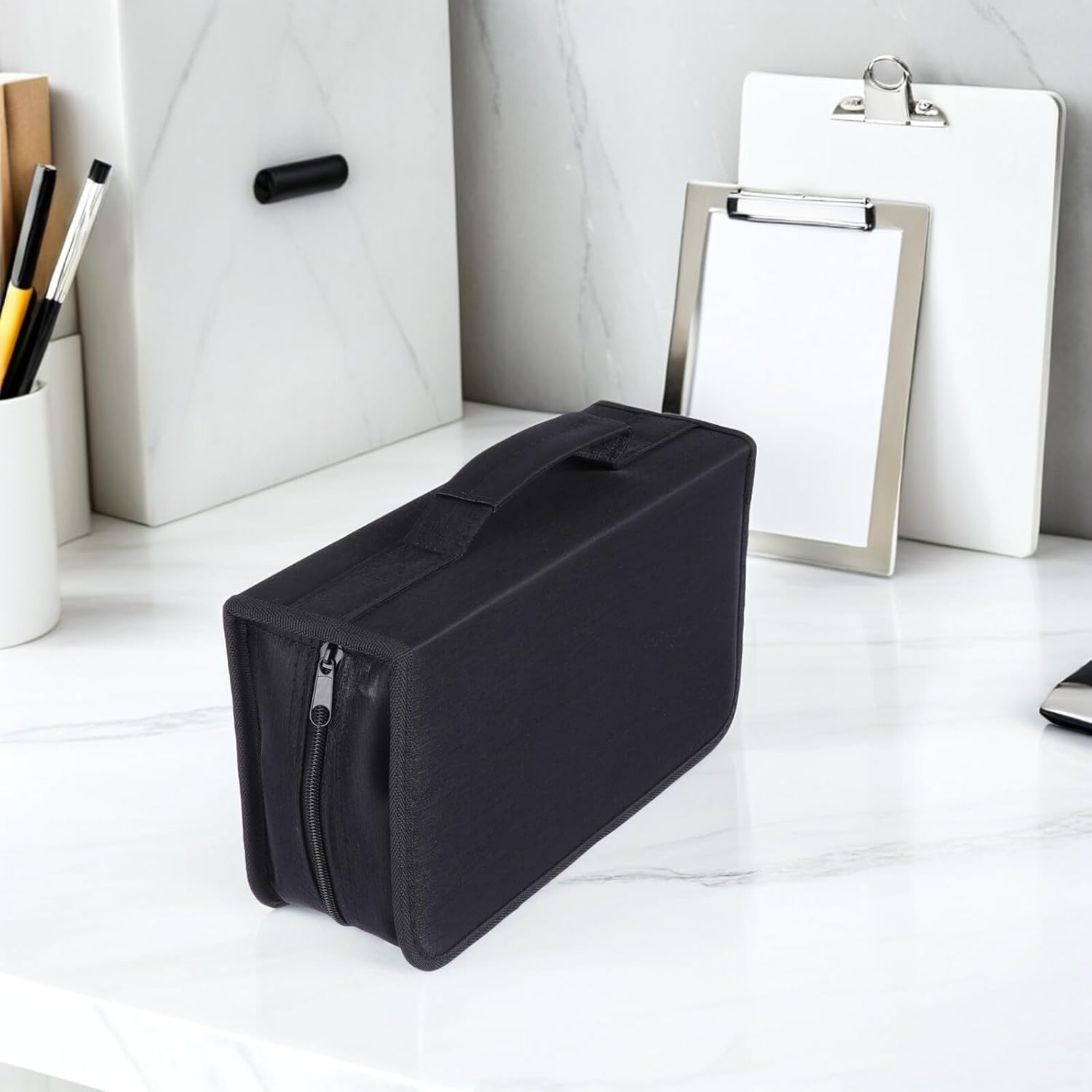 SHINEOFI 2pcs CD DVD Disc Storage Binder Organizer 128 Capacity with Zipper Dustproof Protective Case for Car Home Office Travel Random Color