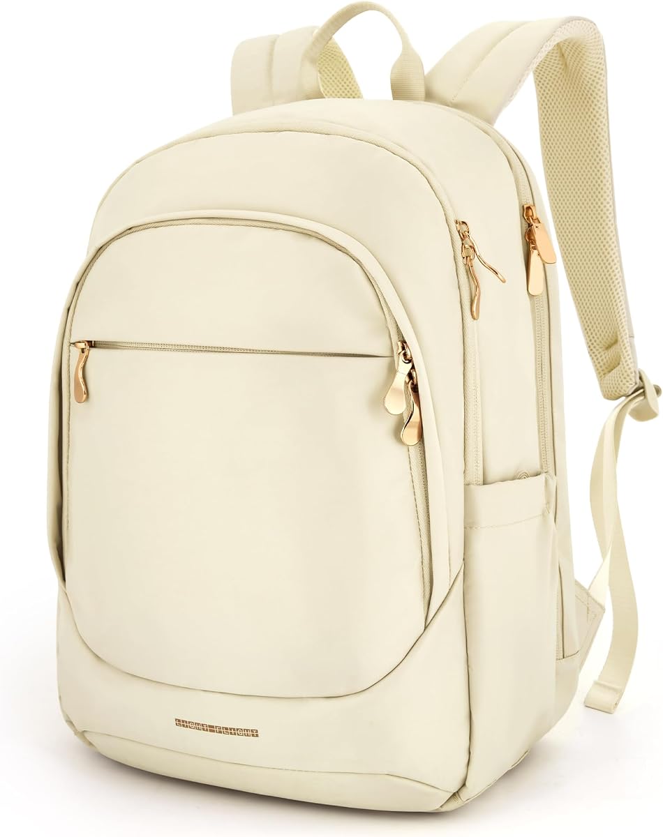 Mochila de viaje para mujer, mochila para portátil de 15,6 pulgadas | Se adapta a una computadora portátil de 15,6 pulgadas, tamaño de equipaje de mano personal, nailon resistente al agua, cremallera dorada, mochila para viajes diarios a la universidad y al trabajo