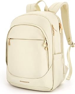 LIGHT FLIGHT Travel Backpack for Women, 15.6 inch Laptop Daypack | Fits 15.6 Inch Laptop, Personal Carry-on Size, Water Resistant Nylon, Gold Zipper, Commute Daypack for College Travel Work