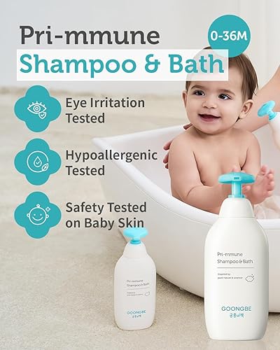 Miniatura 9 de GOONGBE Pri-mmune Shampoo & Bath - Jabón coreano para bebés - Limpiador hipoalergénico de pies a cabeza - Fórmula sin parabenos para cabello y piel