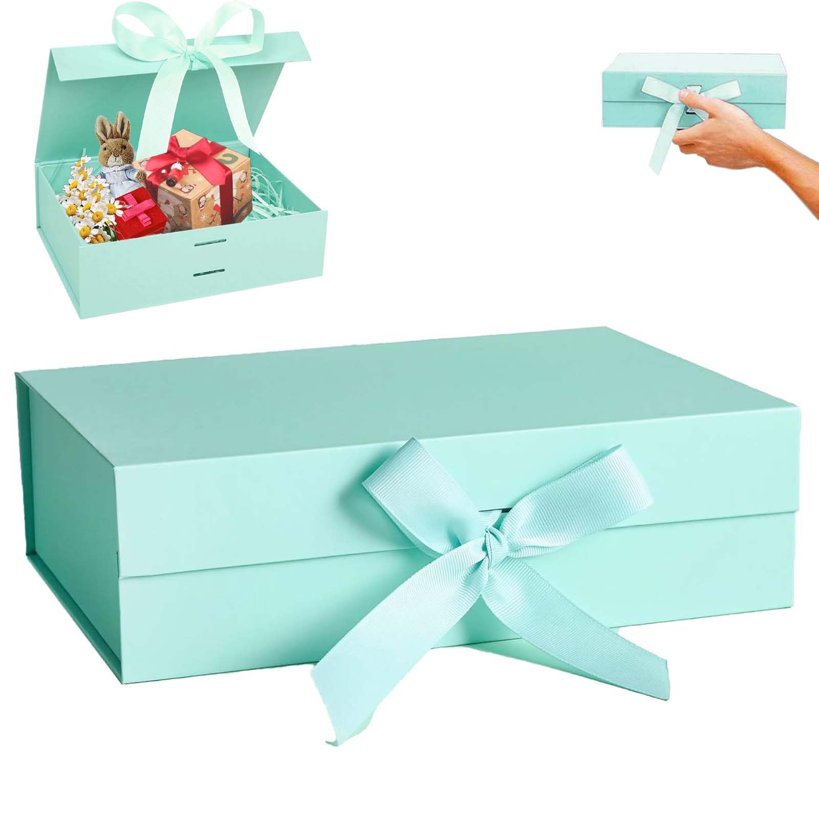 Weiße Geschenkbox Mit Deckel, Polka-Dot-Muster – 25x18,5x8,5 Cm, Faltbar, Inkl. Raffiaband, Schleife & Grußkarte, Für Hochzeit, Geburtstag, Weihnachten