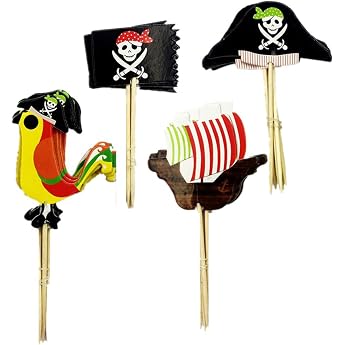Pirate Cake Decoration Set Pirate Ship Muffin Decoration Cake Topper & Cupcake Decoration for Pirate Party Children's Birthday Party & Halloween Pack of 48