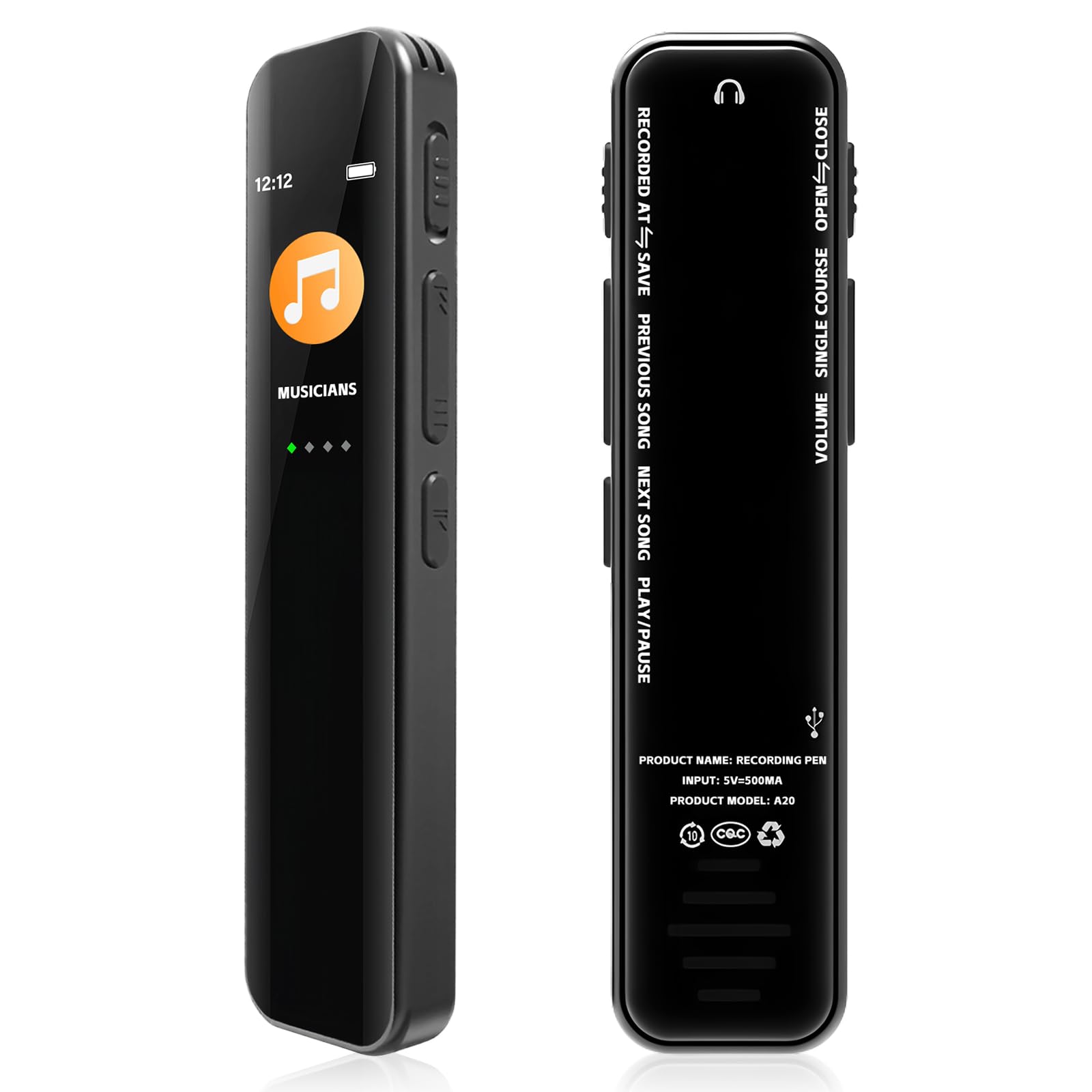 Diktiergerät Mini, 64GB Aufnahmegerät, Digitales Diktiergerät, Diktiergerät Digital mit Wiedergabe, Audio Recorder für Besprechungen Unterricht Interviews, One-Touch Aufnahme Voice Recorder
