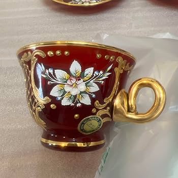 Amazon.co.jp: ベネチアングラス ムラノ カップ&ソーサー 24金