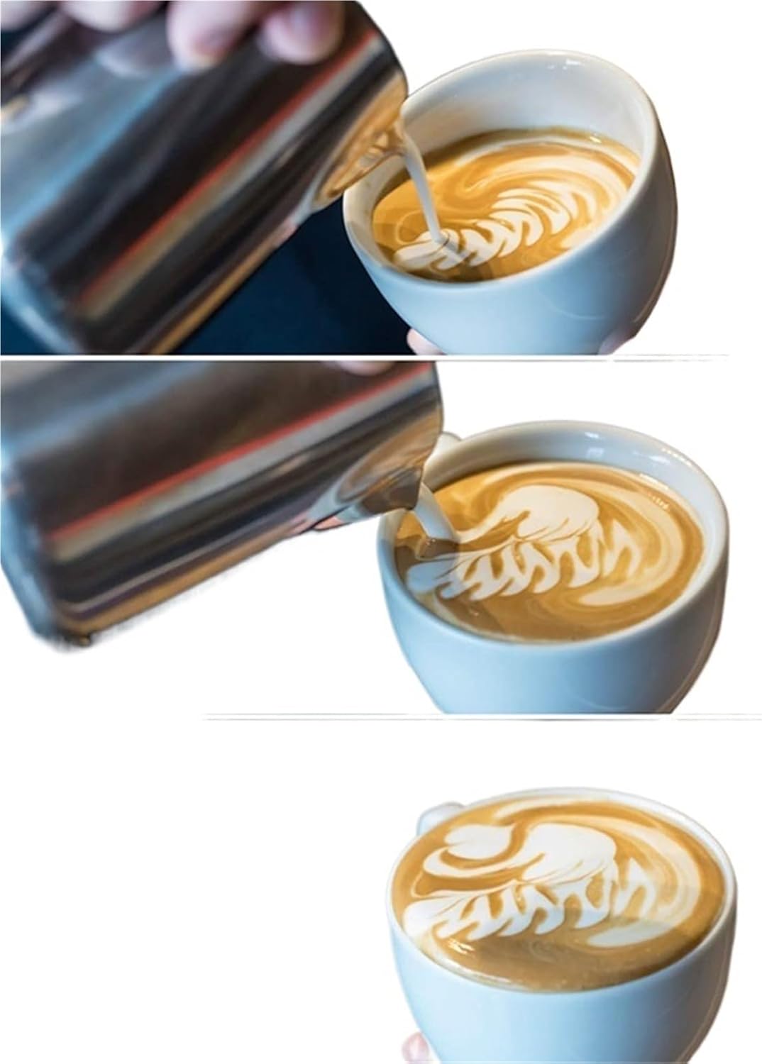 Compatible for Standard Espresso Machines Stainless Steel Milk Frothing Pitcher 350ml 600ml 900ml Latte Cappuccino Coffee Jug(600ml)