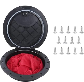BOROCO Kayak Hatch Cover Kayak Compartment Cover Waterproof 9 Inch Canoeing Deck Plate with Red Pocket for Kayaks Boat Fishing Rigging, black