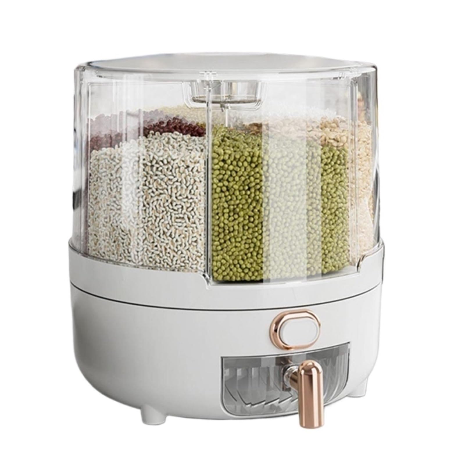 CVdrtyED Dry Food Cereal Dispenser 360° Rotating Rice Dispenser 10lbs Cereal Container Grain Storage Box For Small Grains Beans Pantry Rice Container(White,29cm)