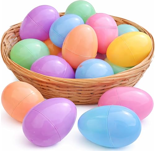 GiftExpress Pastel Color Easter Eggs - 100 Piece Assorted Bulk 2.3" x 1.75" Plastic Eggs w/ Hinge - Adult & Kid Party Toys for Gift Baskets or Egg Hunt Decor