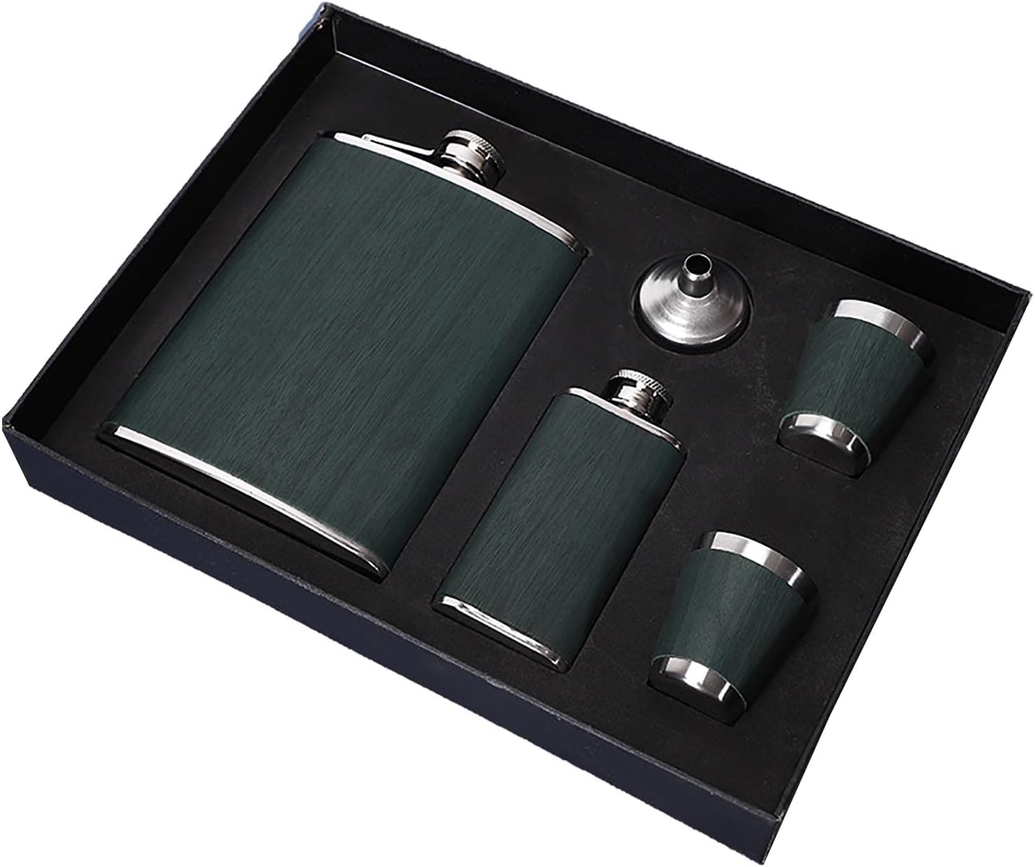 Hip Flask Gift Set, Hip Flasks for Liquor for Men 8 Oz Hip Flask Set, Stainless Steel Hip Flasks for Liquor with 2 Cups & Funnel, Flasks for Liquor for Men Gift Box