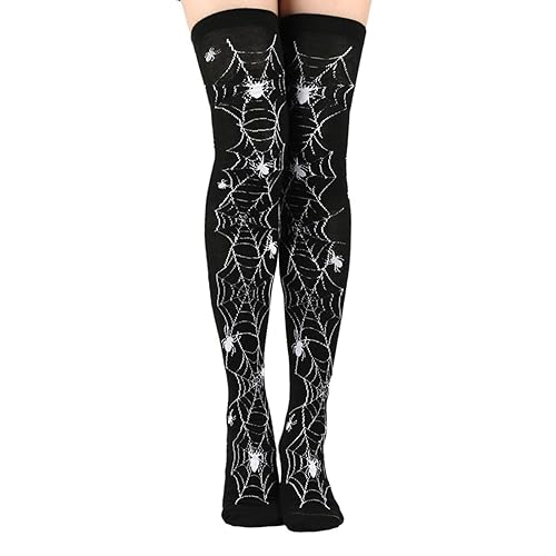 DVOFU Halloween Over The Knee High Socks Black Spider Web Goth Style Girl Socks Leg Warmers Thigh High Socks for Girl Masquerade Cosplay Party