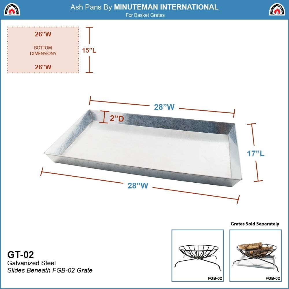 Minuteman International Ash Pan for 29" Basket Fireplace Grate
