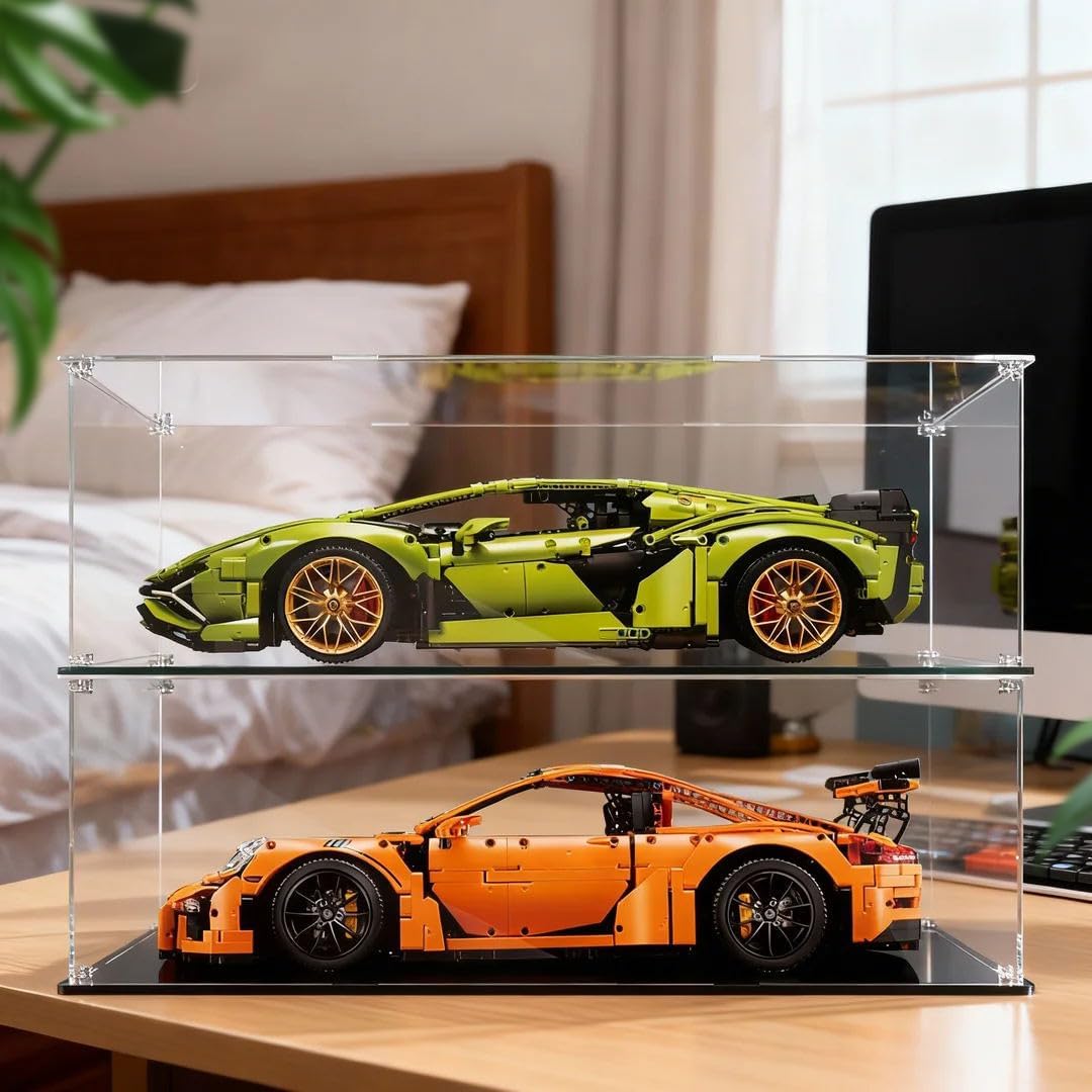 Acrylic Display Case for Lego Porsche 911 for McLaren P1 for Ferrari SP3 for Lamborghini 42115 for Lego Car Display Thickened Clear Acrylic Display Cases for Collectibles Assemble Dustproof