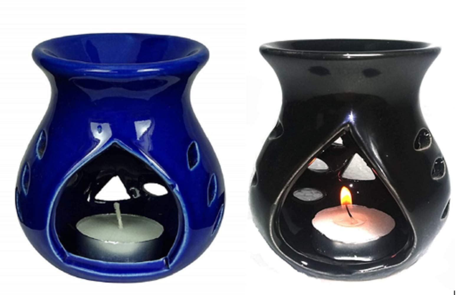 Mkd2 Rise Ceramic Clay Candle Operated Aroma Burner Oil Diffuser Lamp (Blue & Black) -Set of 2 (B08WHSRSTB) Amazon Price History, Amazon Price Tracker