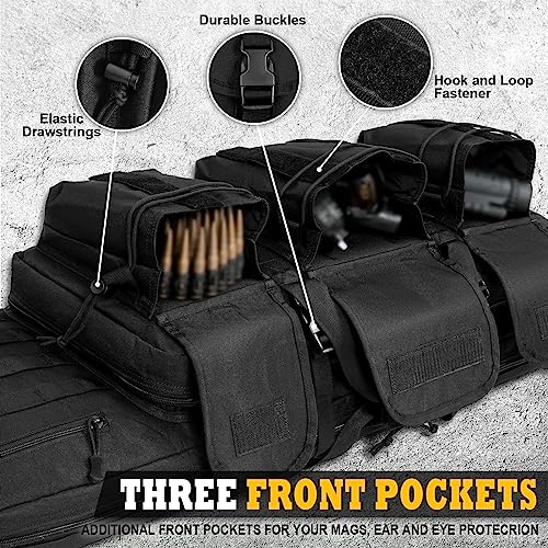 Dulce Dom Double Rifle Case Soft Padded Long Rifle Bag, Gun Case Storage For Shotguns Shooting Hunting Dual Carrying Backpack Accessories (Black, 48"X 12") #TOP4
