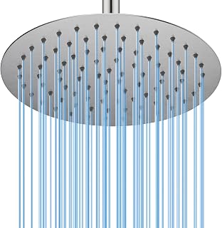 BSTIIU Rainfall Shower head, 10 Inch Round Stainless Steel Shower Head, High Pressure Shower Head, Wall Mount Shower Head, Brushed Nickel