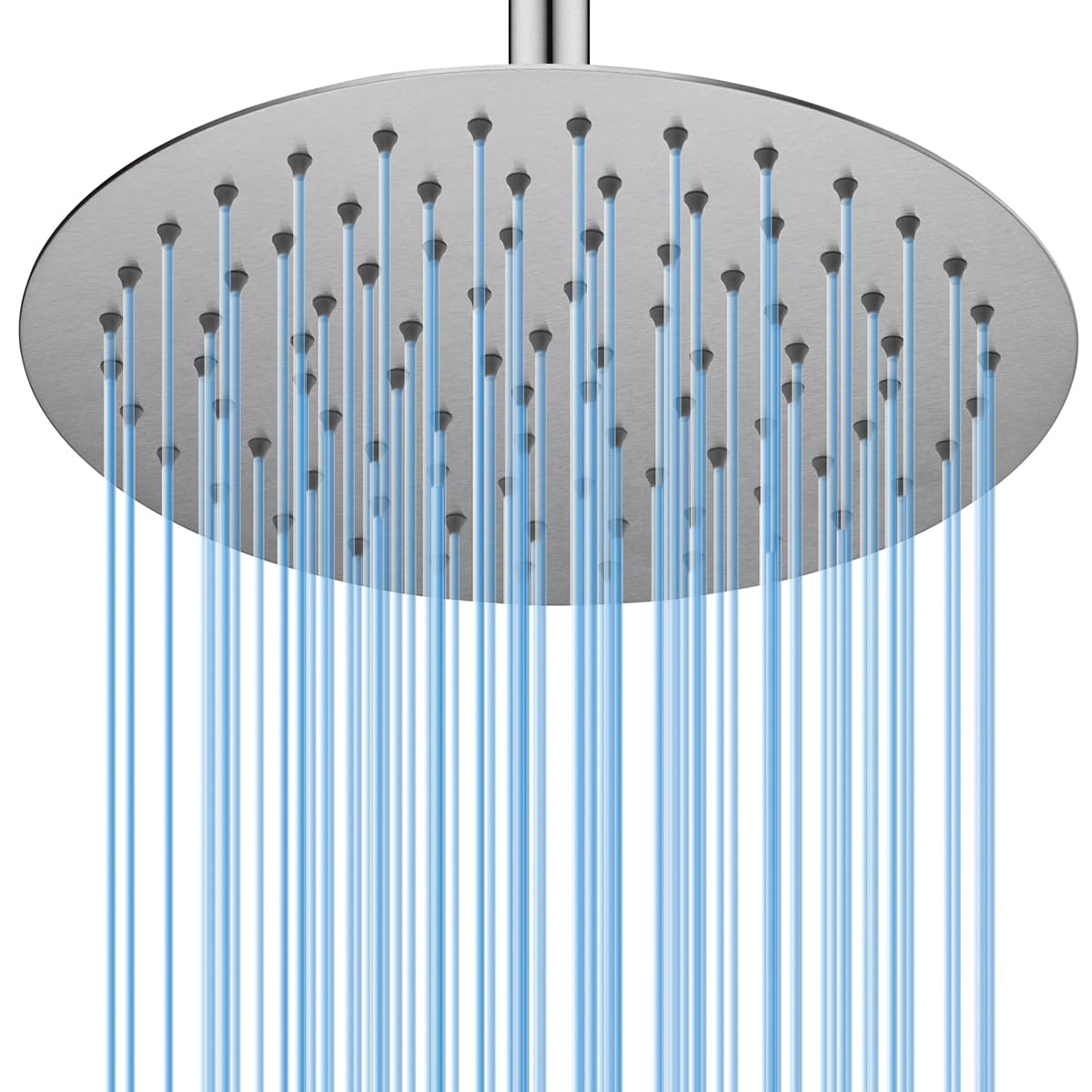 Rainfall Shower head, 10 Inch Round Stainless Steel Shower Head, High Pressure Shower Head, Wall Mount Shower Head, Brushed Nickel