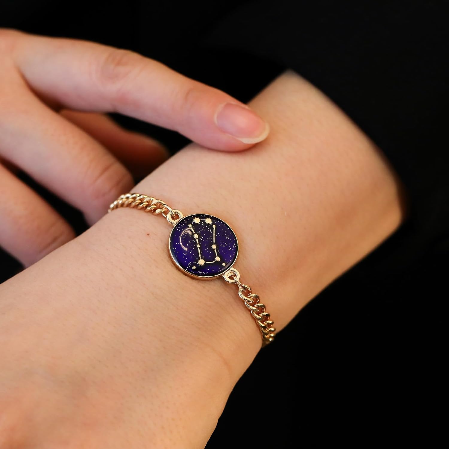 Zodiac Signs Spirit Bracelet Zodiac Bracelet for Women Adjustable 12 Constellation Bracelet Cuban Link Chain Bracelets Birthday Jewelry Gift for Women - Image 3