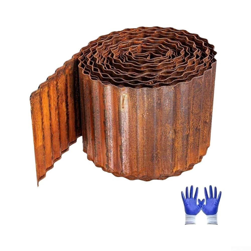 Corten Bordure de pelouse en acier ondulé 6 m Couleur rouille Hauteur 30 cm