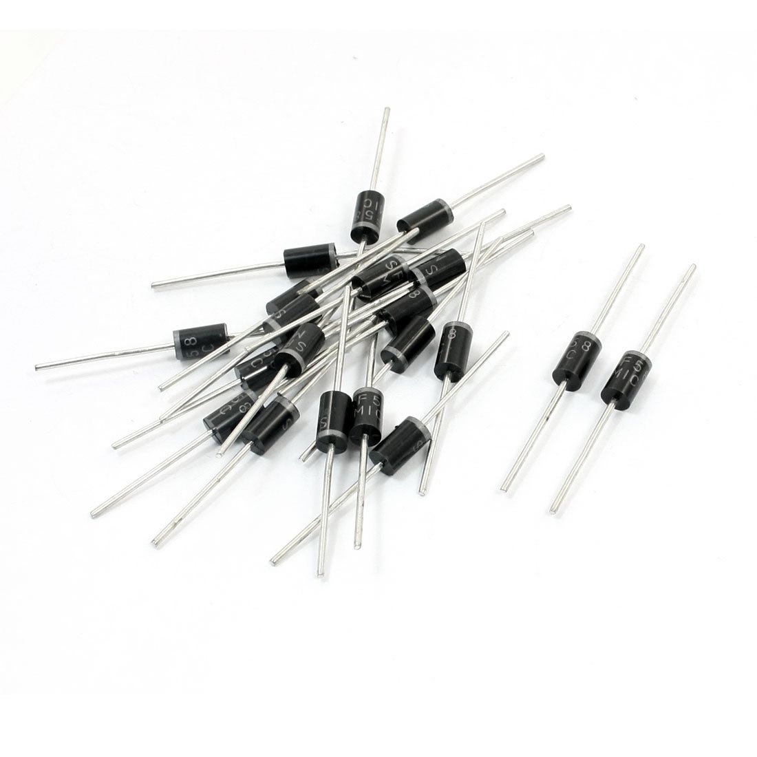Aexit 20Pcs 5mm Diodes x 9mm Cylinder Shape Super Fast Recovery Diodes 600V Schottky Diodes 5A SF58