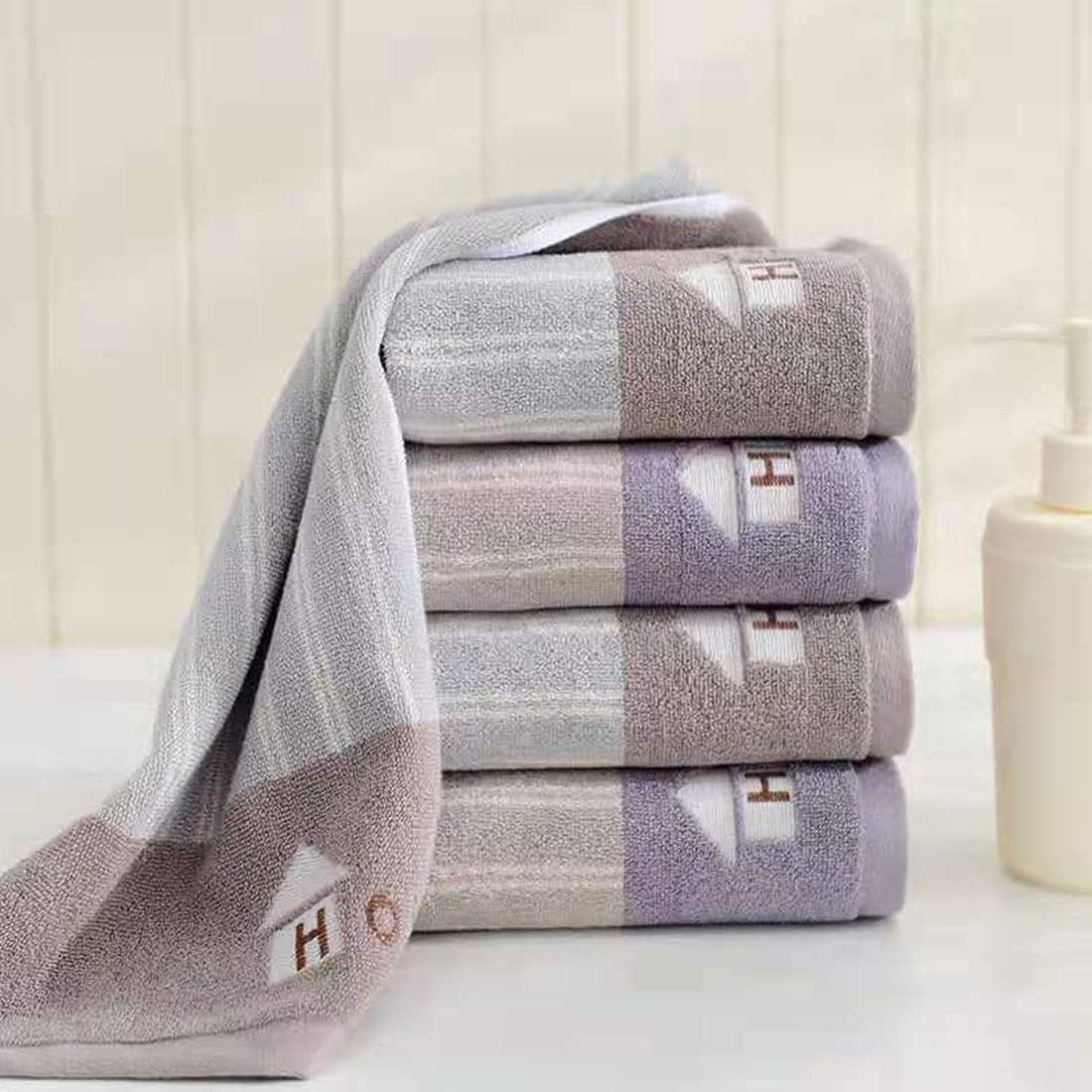 K Y KANGYUN Hand Towels for Bathroom 4 Pack 100% Cotton,Home Ultra Absorbent- Soft Thick Plush for Bath Hand Face Gym and Spa Hotel (14x29inch) (Gray) …