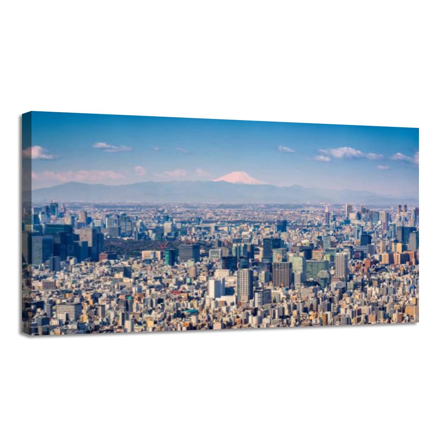 Canvas Wall Art Print Mt jufi Tokyo skyline Japan Large Size Stretched & Framed Wall Painting Artwork Poster Wall Decor for Living Room Ready to Hang 20"x40"
