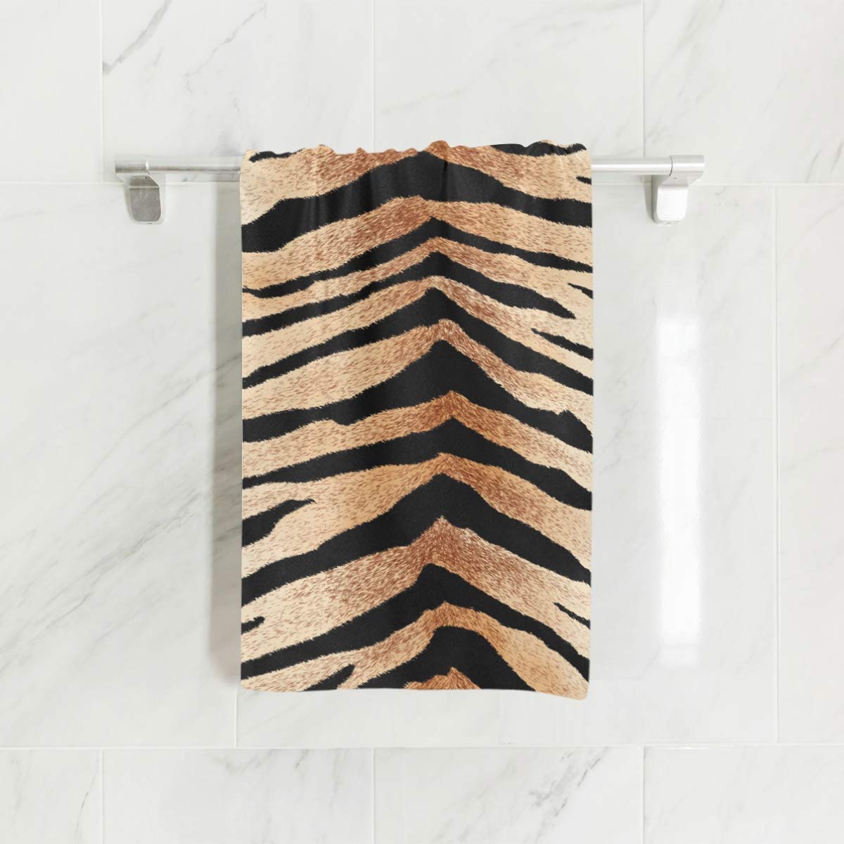 Naanle Tiger Print Forest Animal Skin Pattern Soft Bath Towel Absorbent Hand Towels Multipurpose for Bathroom Hotel Gym and Spa 30