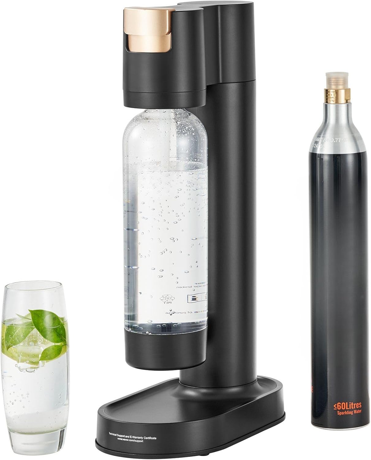 Sparkling Water Maker, Soda Maker Machine for Home Carbonating, Seltzer Water Starter Kit with BPA-free 1L PET Bottle, CO2 Cylinder, Compatible with Mainstream Screw-in 60L CO2 Cylinder