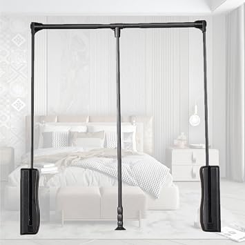 Heavy Duty Pull Down Closet Rod, Aluminium Retractable Cabinet Rail Lifter Clothes Hanger Liftable Clothing Finishing Rack, Adjustable Width Extendable Wardrobe Lift Pull Down Closet Rod830-1150cm