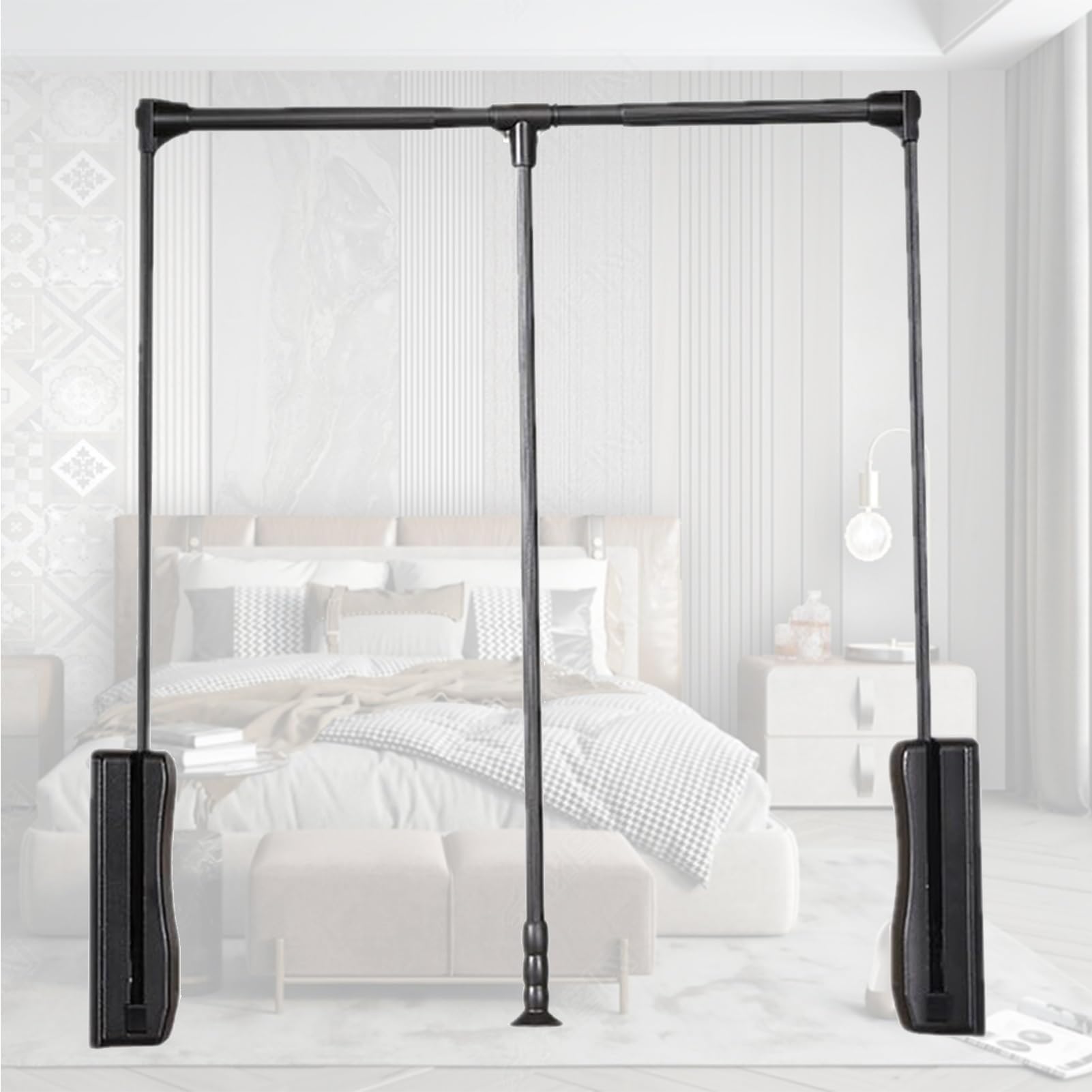HTTGDGDH Heavy Duty Pull Down Closet Rod - Adjustable Aluminium Hanging Rail, Retractable Clothes Hanger, Extendable Wardrobe Lift Rack For Space-Saving Storage Solutions,450-600mm