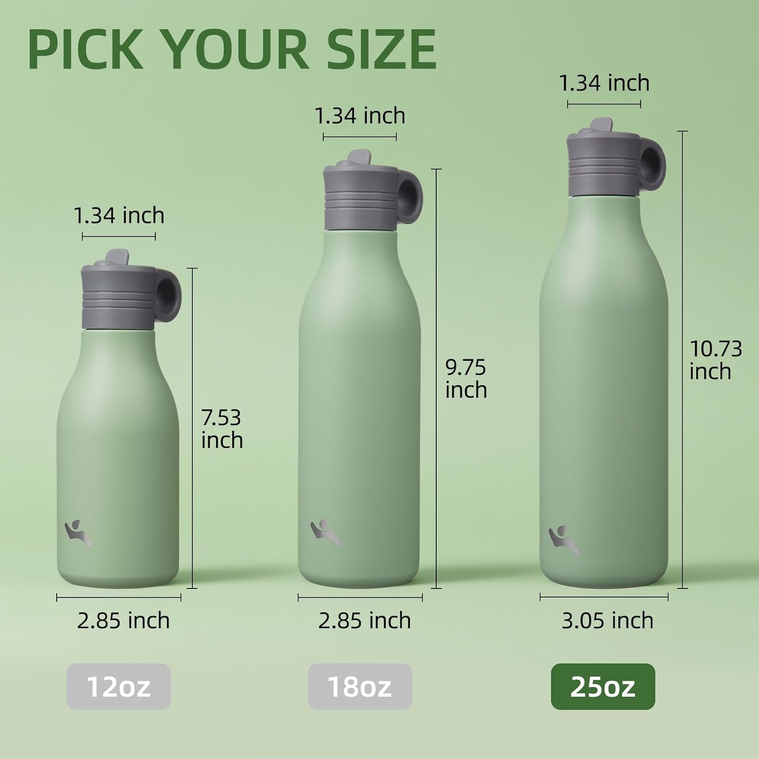 25oz Stainless Steel Water Bottle with Straw, Insulated Metal Travel Water Bottle, Reusable and Leak Proof, BPA Free, Double Wall Design, Macaron Green - Image 5
