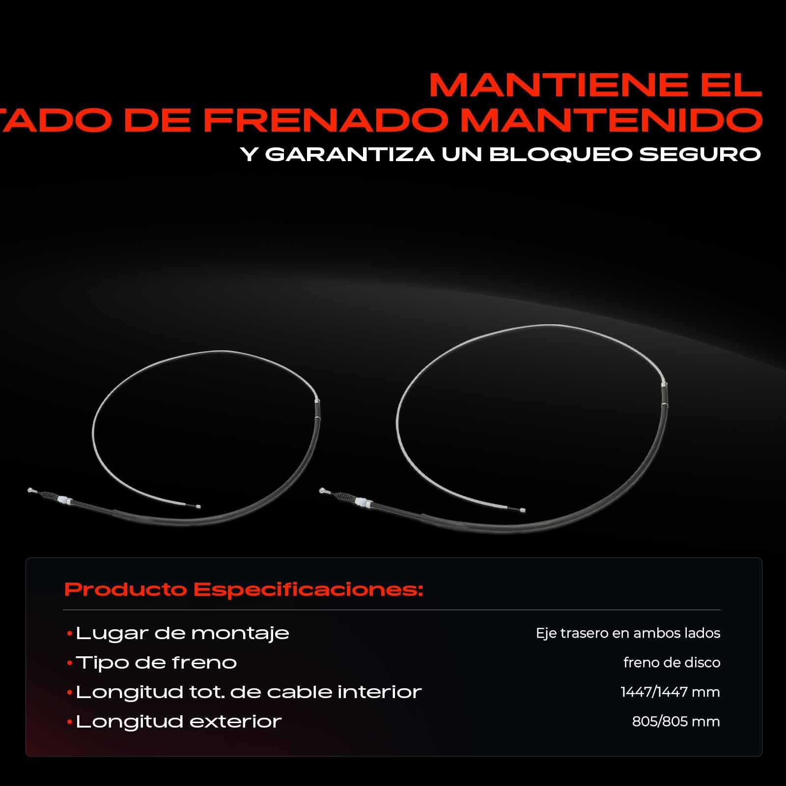 Frankberg 2x Cable del freno de mano Trasero izquierdo derecho Compatible con Golf VI 5K1 Golf V 1K1 Golf Plus 521 5M1 Golf VI Variante AJ5 Yeti 5L Replace# 1K0609721AA