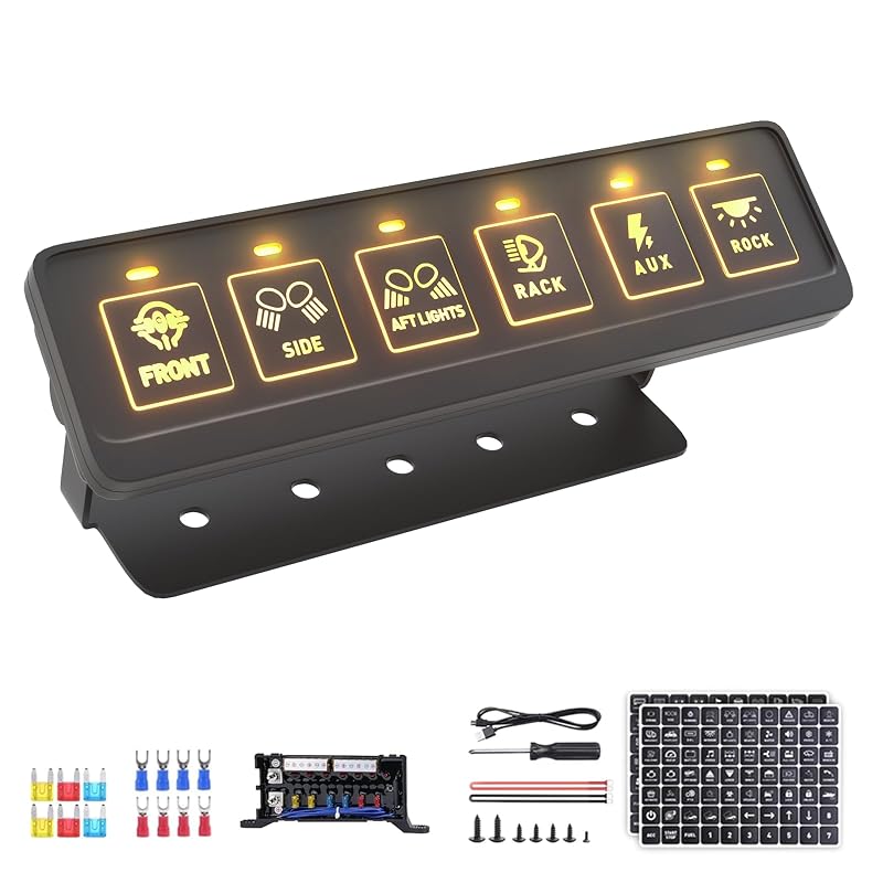 Painel de interruptores sem fio Fly Kan com 6 canais, 433 MHz, 4 modos e 12/24 V – Kit completo